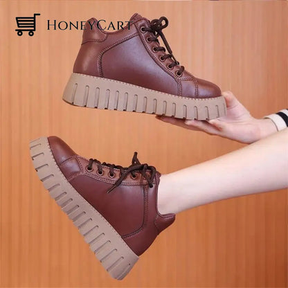 2022 Popular Thick Sole Low-Cut Boots Brown / Us 5/Uk 3/Eu 36 Shoes