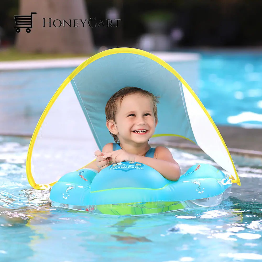 2022 Smart Swim Trainer Baby Airless Float Ring With Upf50+ Canopy With Roof /
