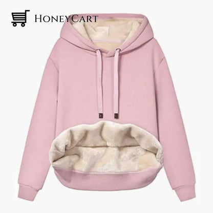 2022 Winter Womens Warm Lambswool Hooded Sweatshirt Coat Pink / S Women\