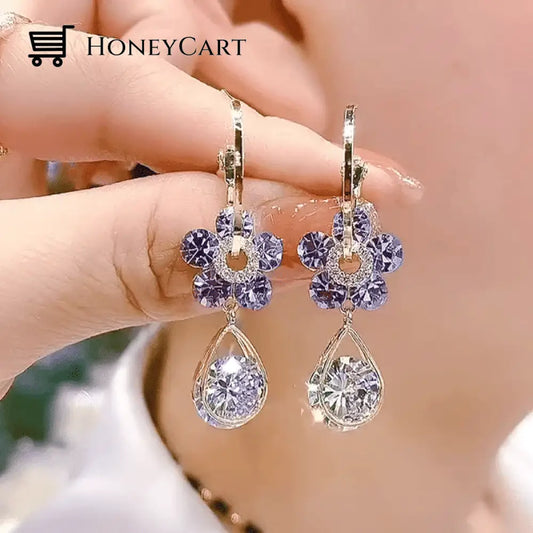 2023 Fashion Flower Crystal Earrings Tool