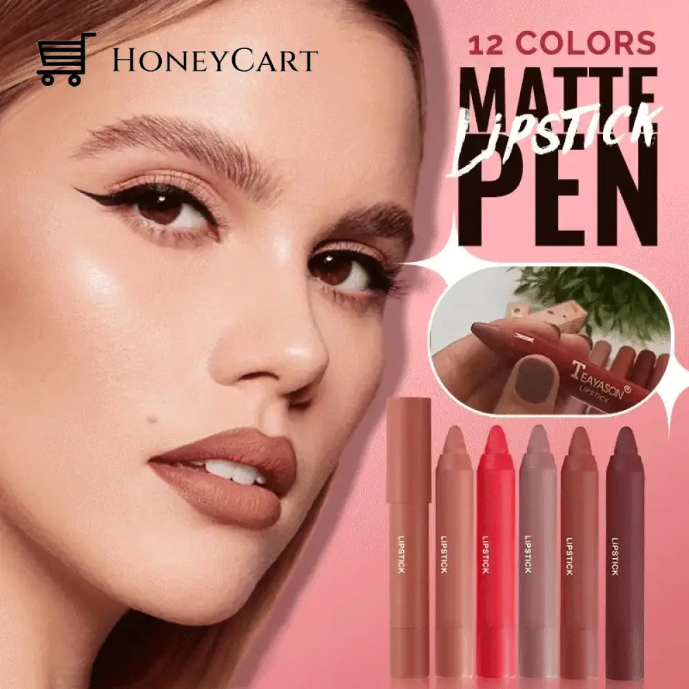 2023 Fashion Matte Lipstick Pen/12 Colors Set A01#+02#+07#+08#+12#5 Beauty