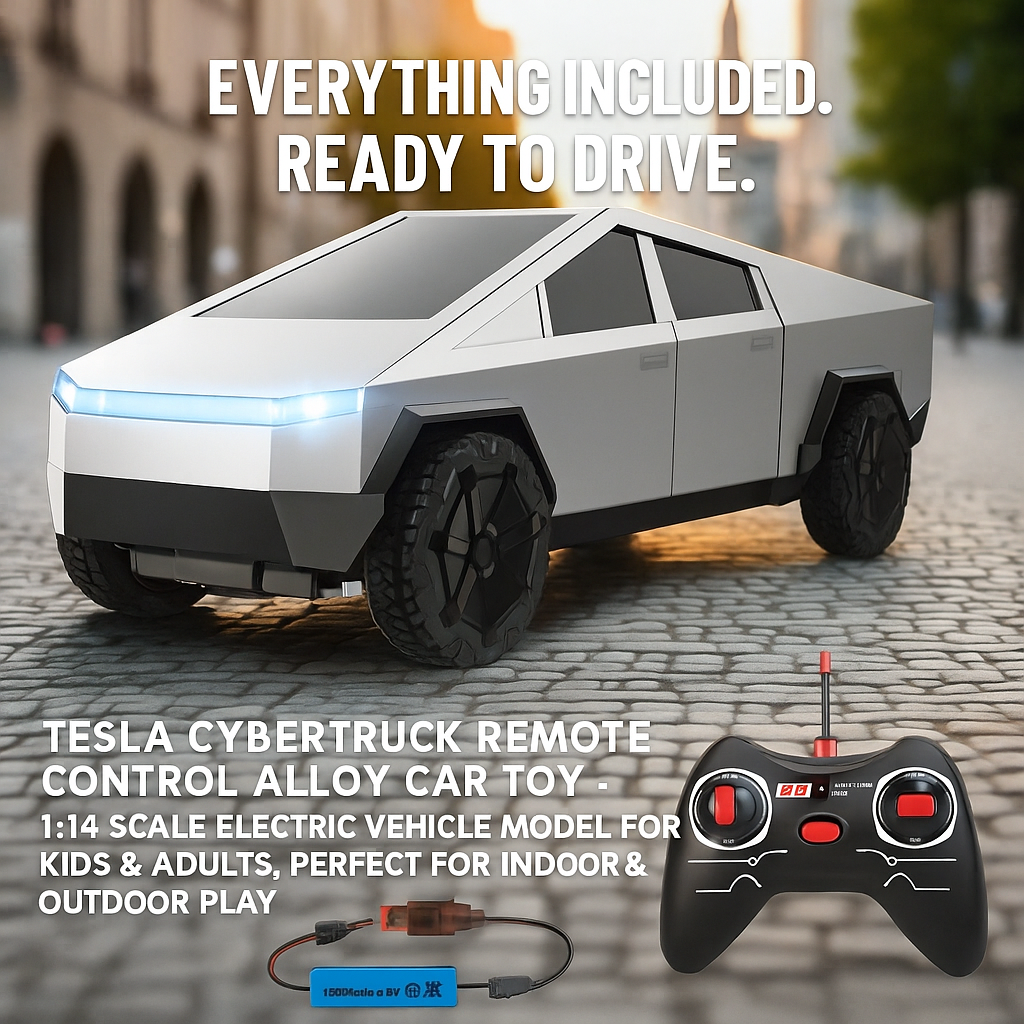 Tesla CyberTruck Remote Control Alloy Car Toy - 1:24 Scale Electric Vehicle Model for Kids & Adults, Perfect for Indoor & Outdoor Play