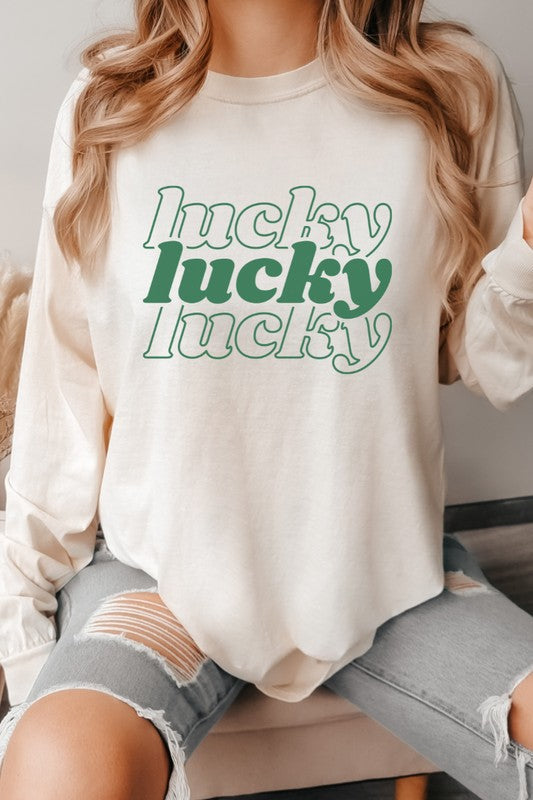 Lucky St Patrick's Day Comfort Colors Long Sleeve