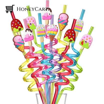 24-Pack: Reusable Ice Cream Straws For Birthday Party Supplies Wine & Dining