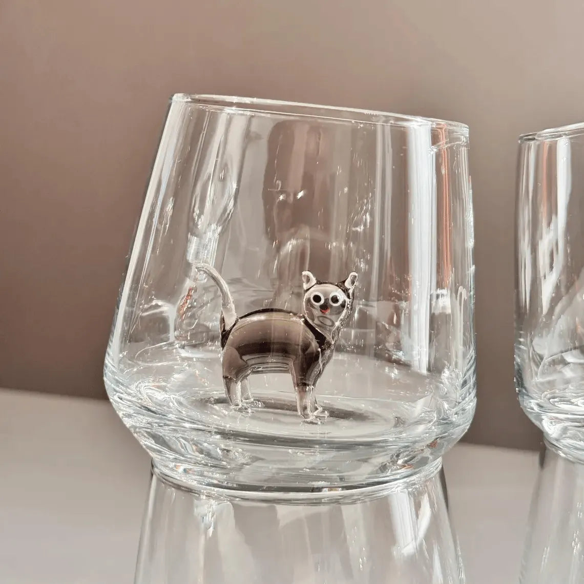 Handmade Murano Glass Cat Wine Glass