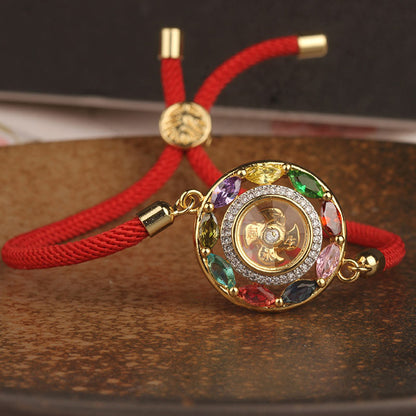 Colorful Zircon Wealth Luck & Prosperity Rotation Bracelet Necklace Pendant