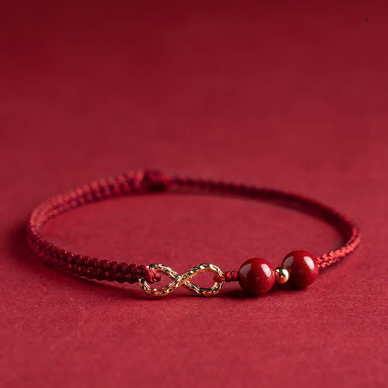 Red String 14K Gold Infinity Symbol Cinnabar Bracelet Anklet