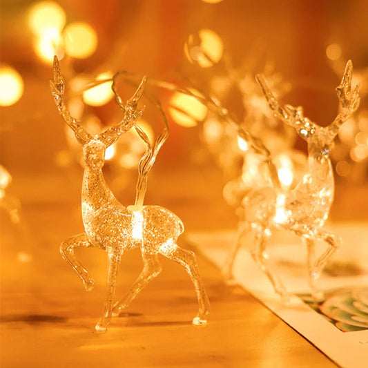 LED Deer Fairy Lights – Battery-Powered Holiday String Lights