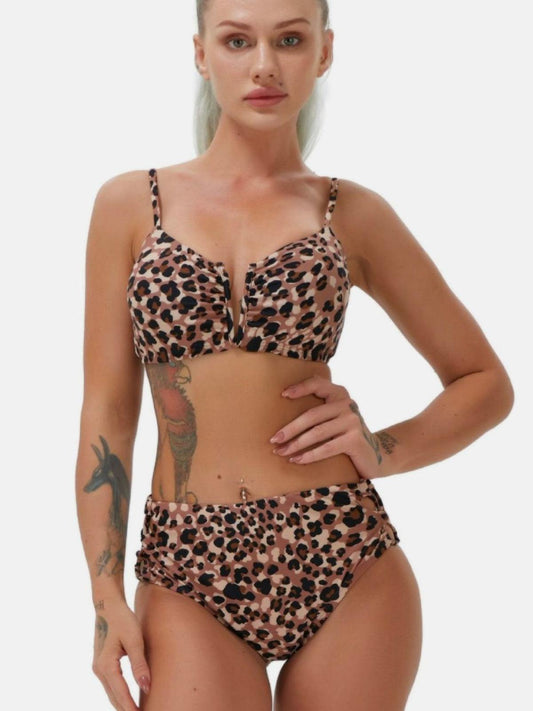 Leopard Lace Up Bikini Dress