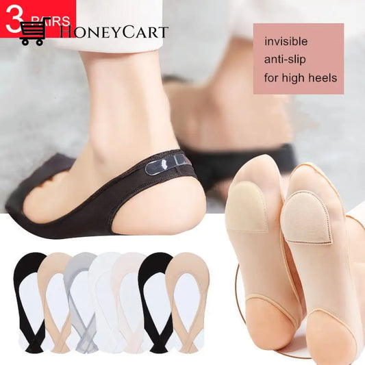 3 Pairs Invisible Boat Socks Women Summer Silicone Non-Slip