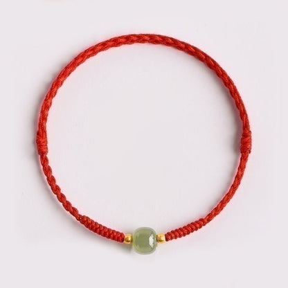 Handmade Jade Lucky Bead Prosperity Braided Bracelet