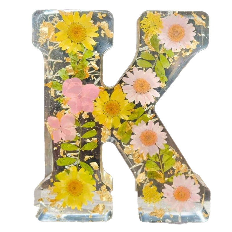 Resin Dried Flower Printed Letters LED Night Light