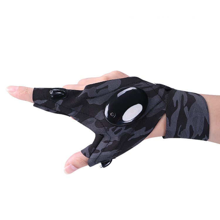 LED Flashlight Waterproof Gloves - Practical Durable Fingerless Gloves