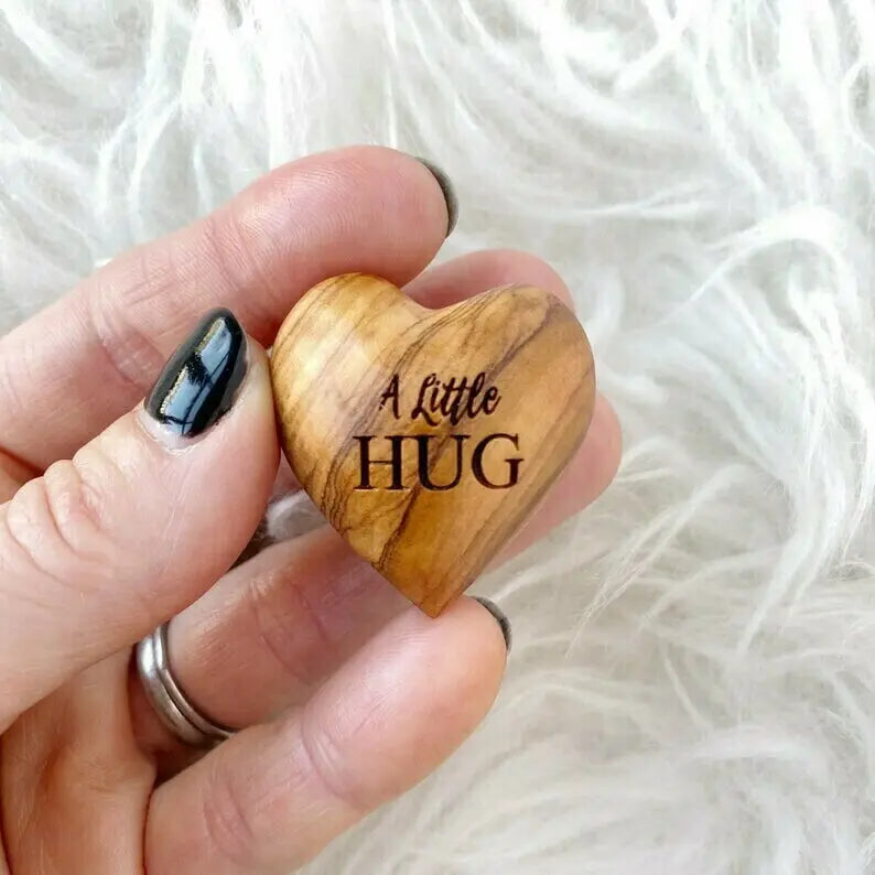 💖Handmade Pocket Hug Wooden Heart Token🎁