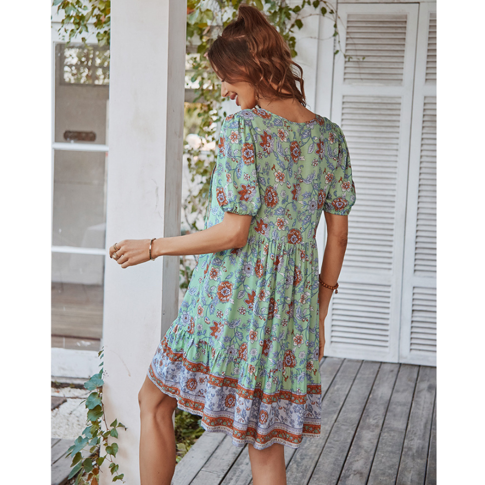 Women Boho Printed Short Dress