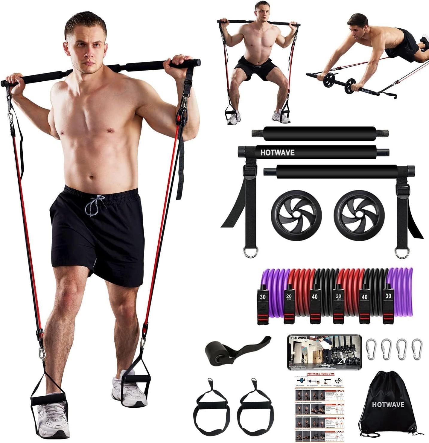 Pilates Bar Kit With Resistance Bands