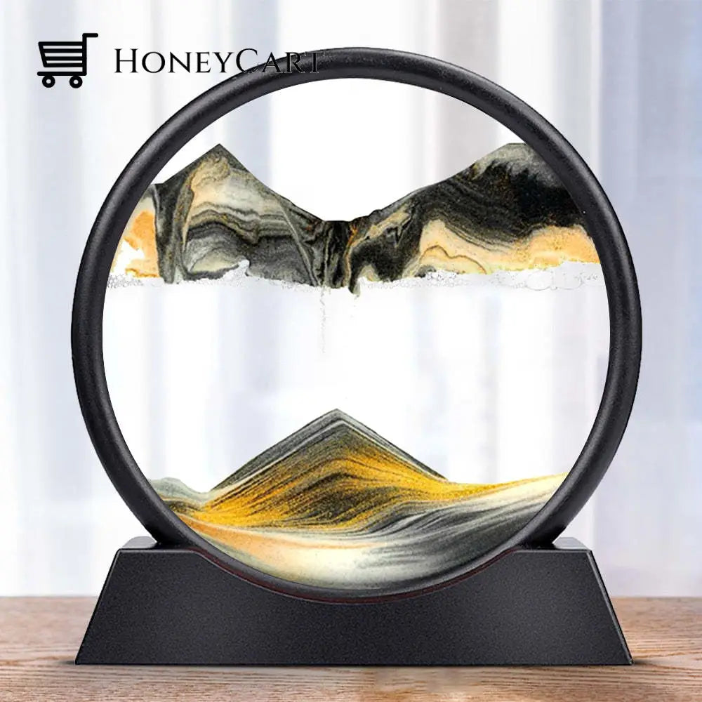 3D Hourglass Deep Sea Sandscape Black Gold / 7 Inch