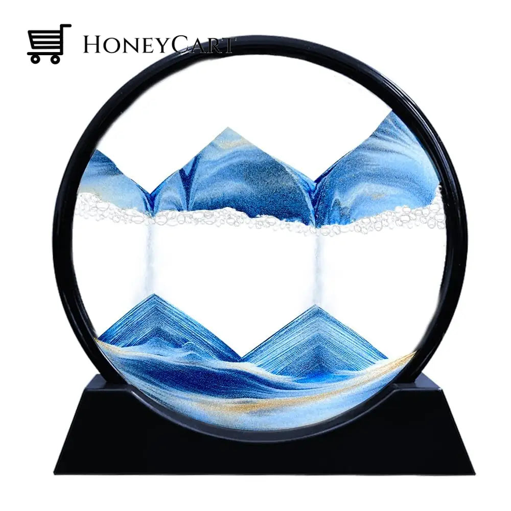 3D Hourglass Deep Sea Sandscape Blue / 7 Inch Black
