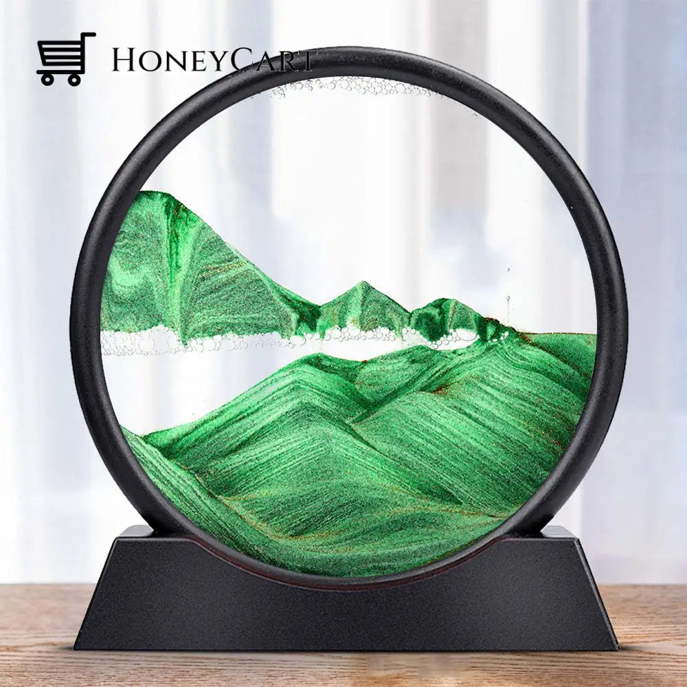 3D Hourglass Deep Sea Sandscape Green / 7 Inch Black
