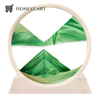 3D Hourglass Deep Sea Sandscape Green / 7 Inch White