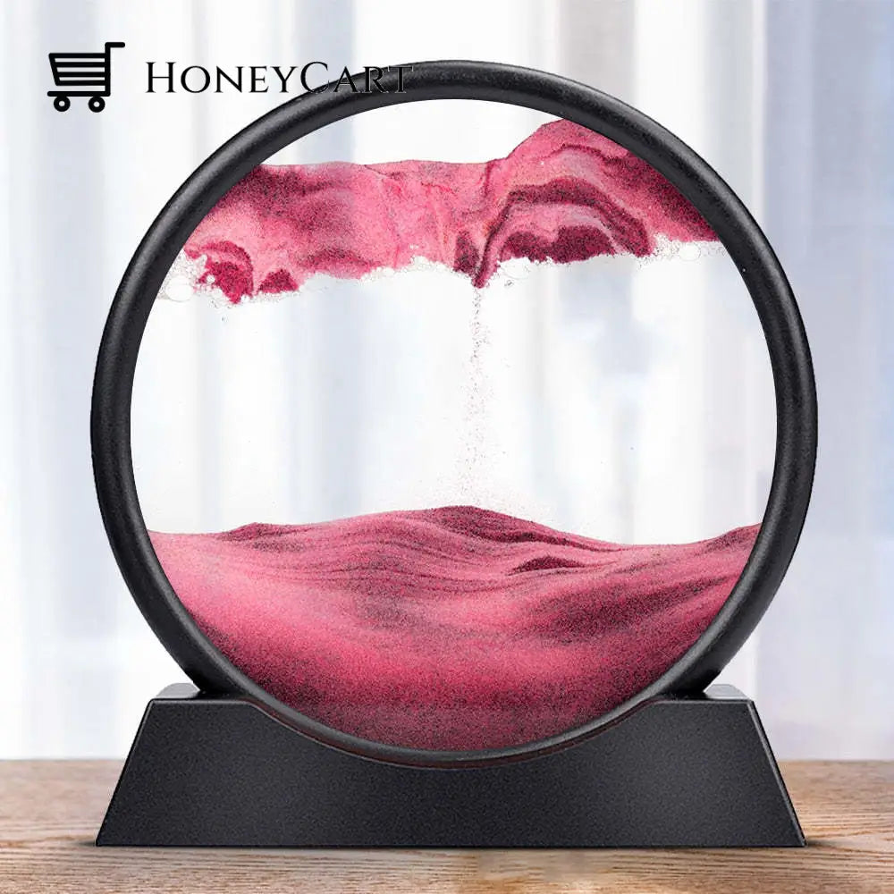 3D Hourglass Deep Sea Sandscape Pink / 7 Inch Black