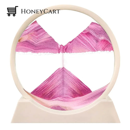3D Hourglass Deep Sea Sandscape Pink / 7 Inch White