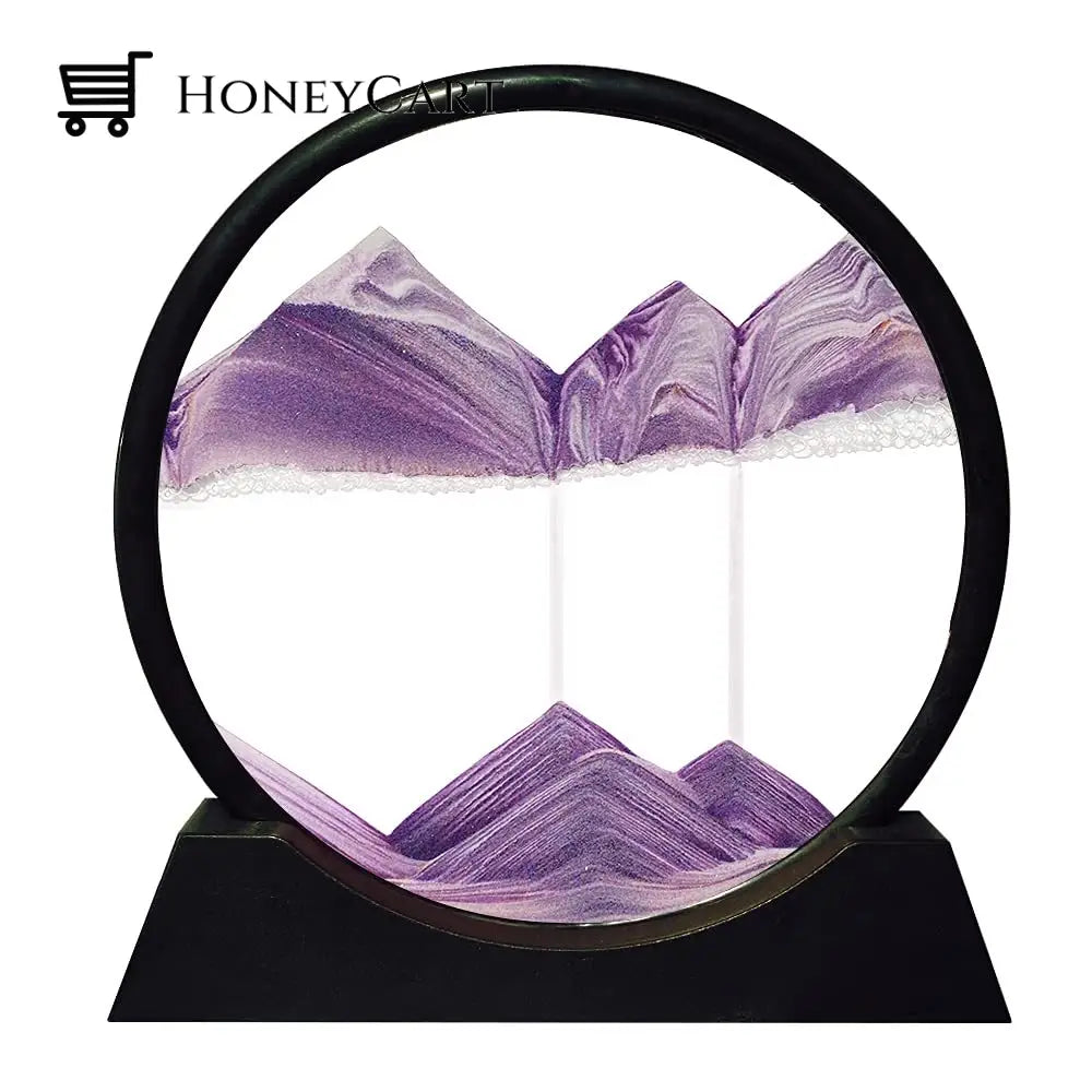 3D Hourglass Deep Sea Sandscape Purple / 7 Inch Black