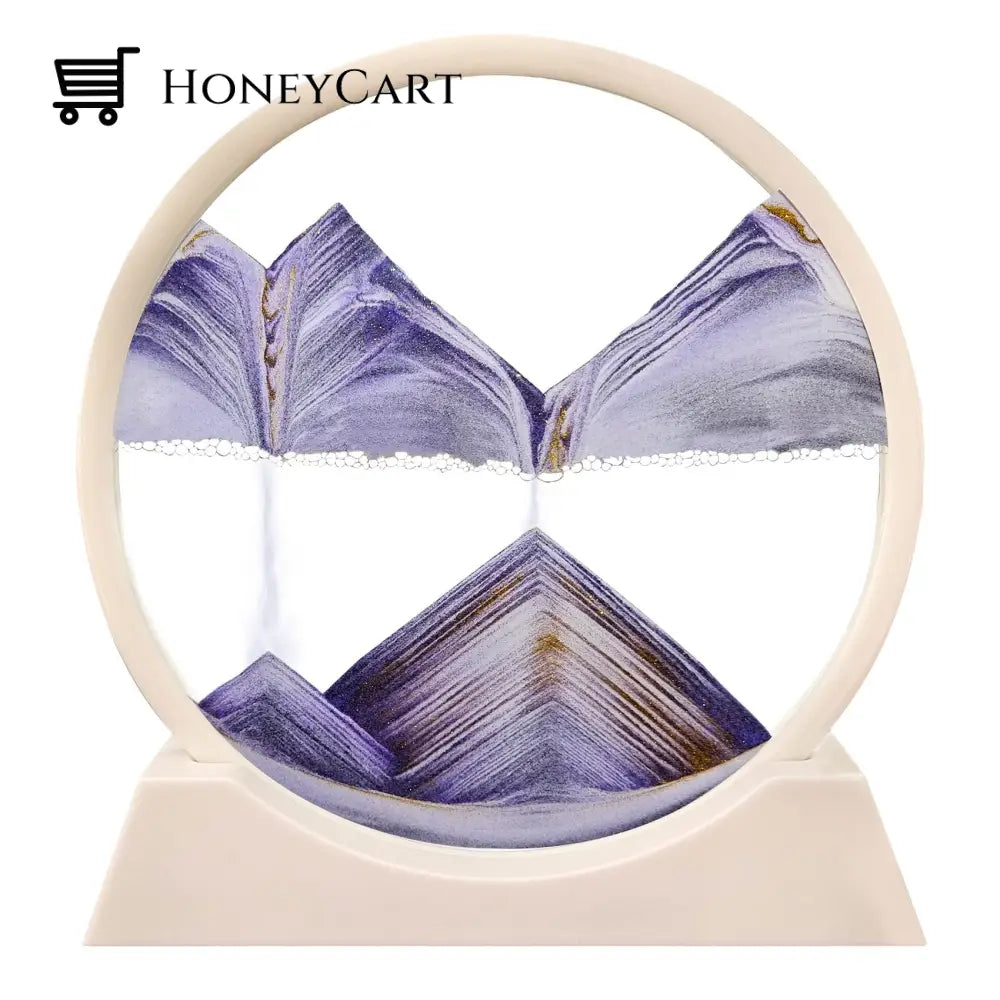 3D Hourglass Deep Sea Sandscape Purple / 7 Inch White
