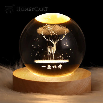3D Planet Crystal Ball Deer