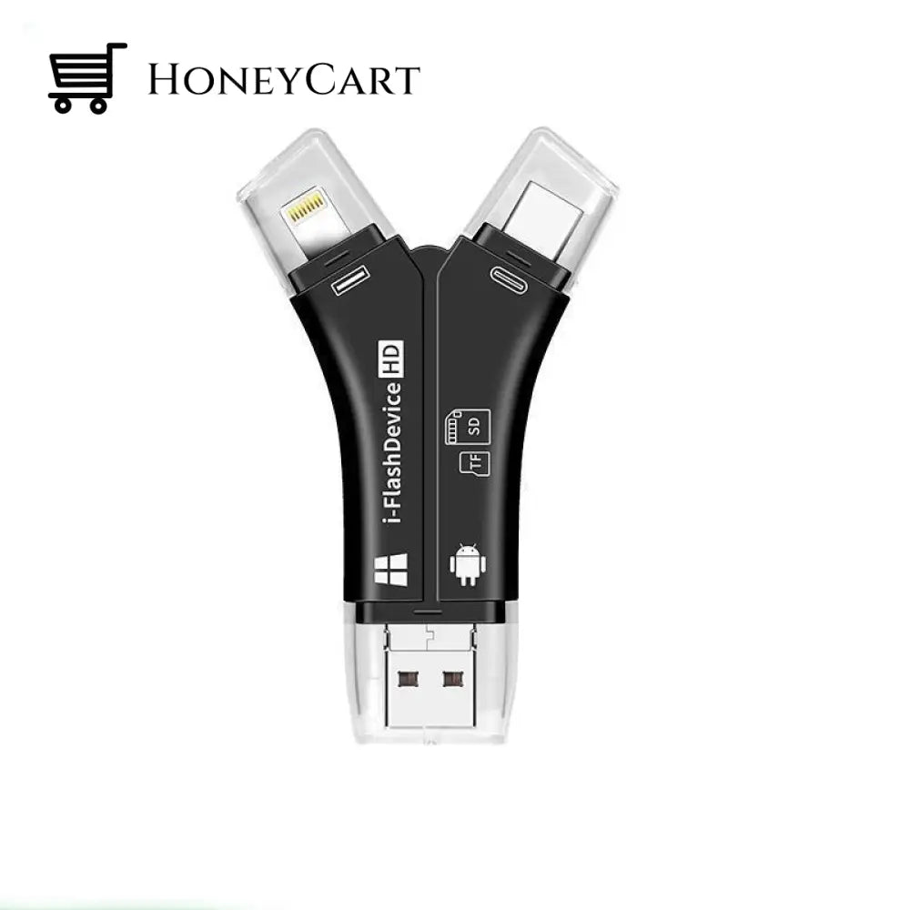 4-In-1 Portable Memory Card Reader For Phones Black Electronics