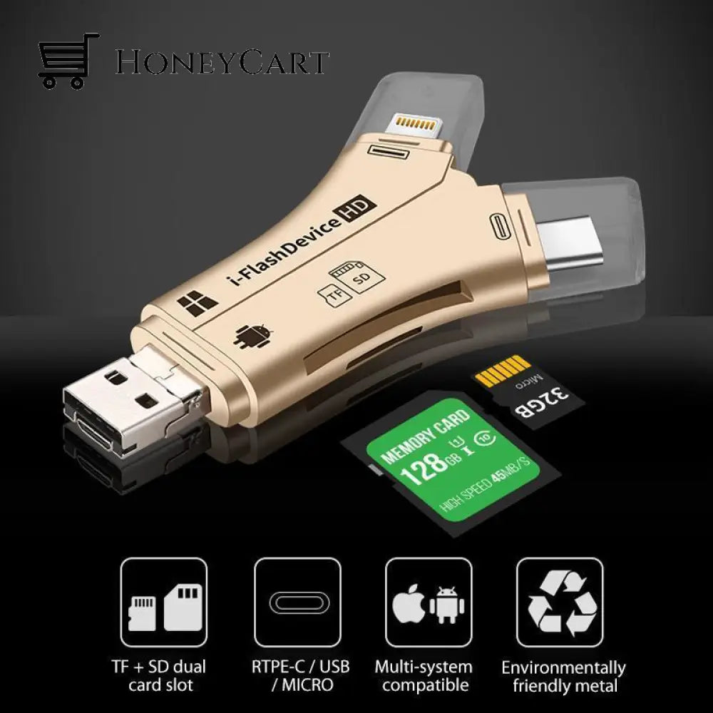 4-In-1 Portable Memory Card Reader For Phones Electronics