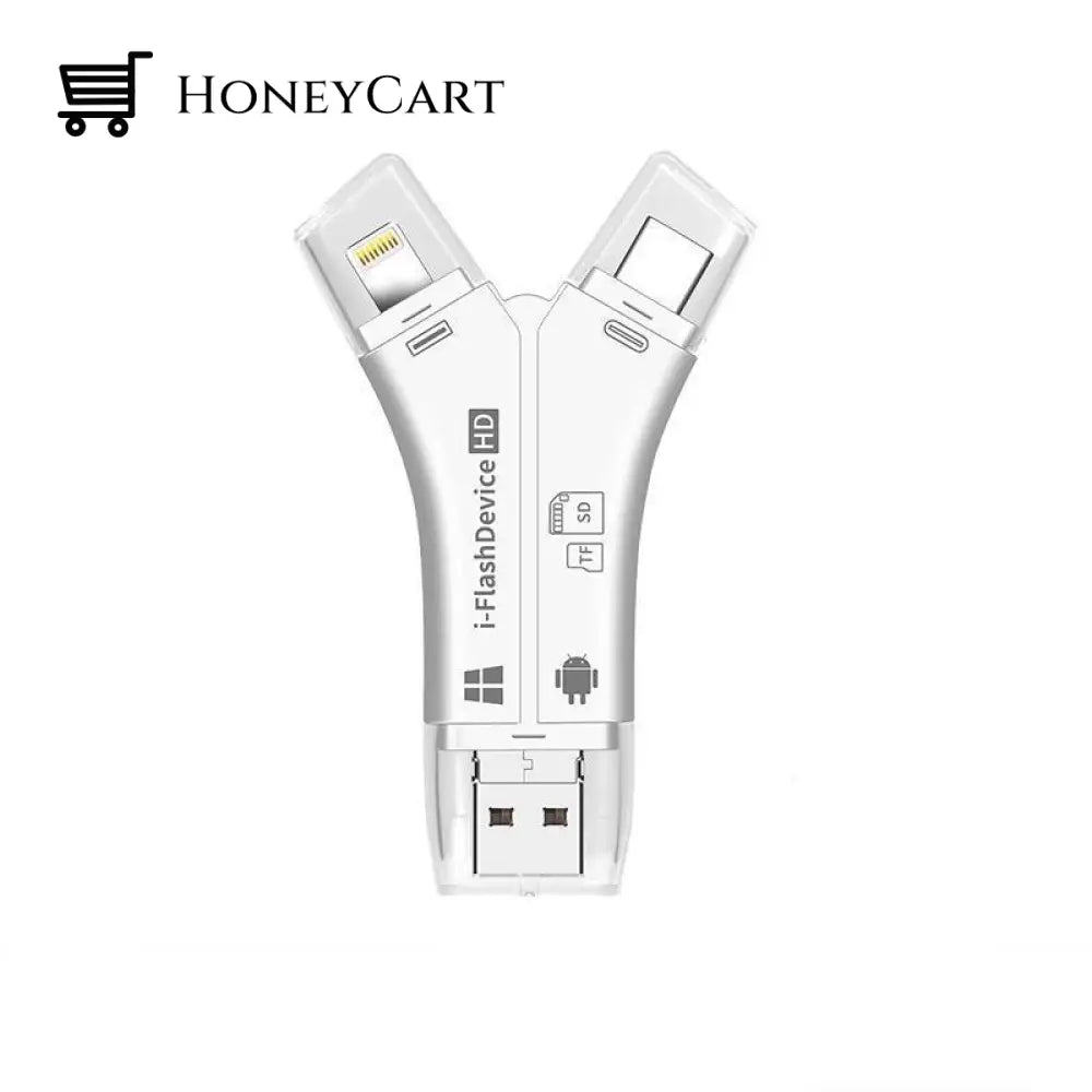 4-In-1 Portable Memory Card Reader For Phones White Electronics