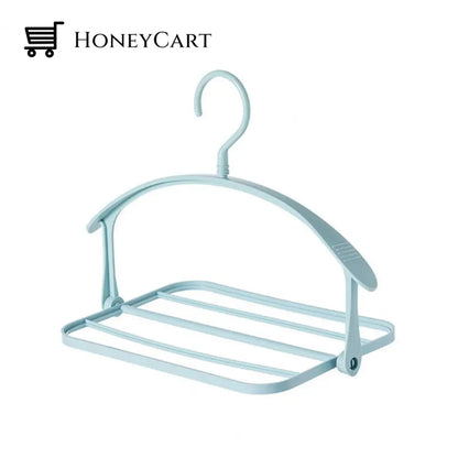 4-Layer Foldable Clothes Hanger Blue Hangers