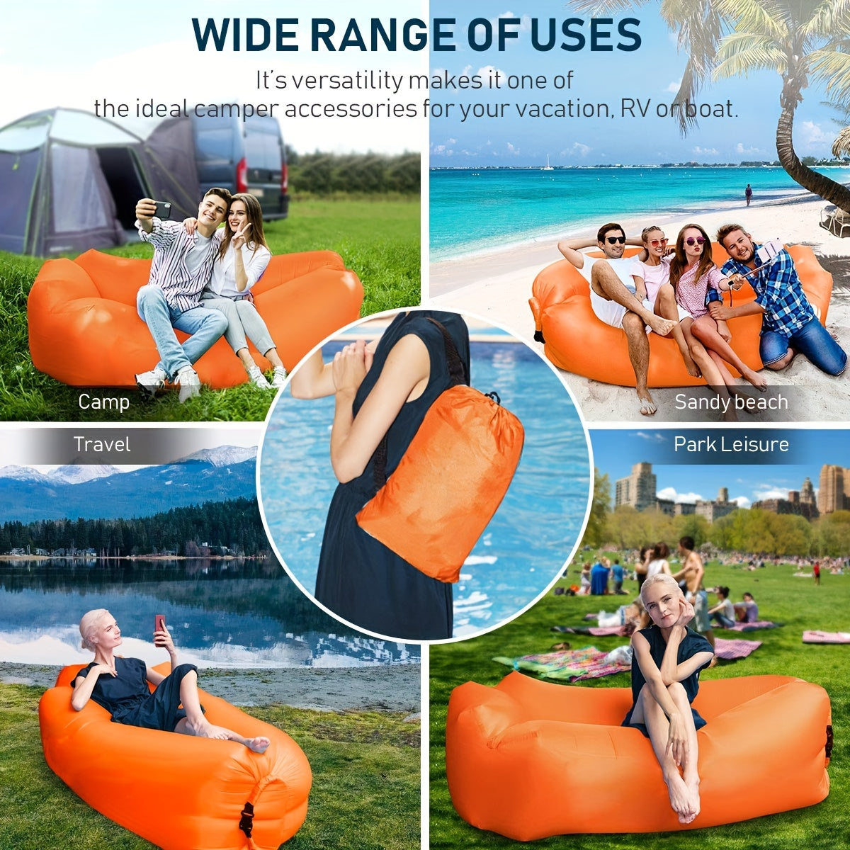 Inflatable Lounger Air Sofa Hammock - Portable, Waterproof & Leakproof