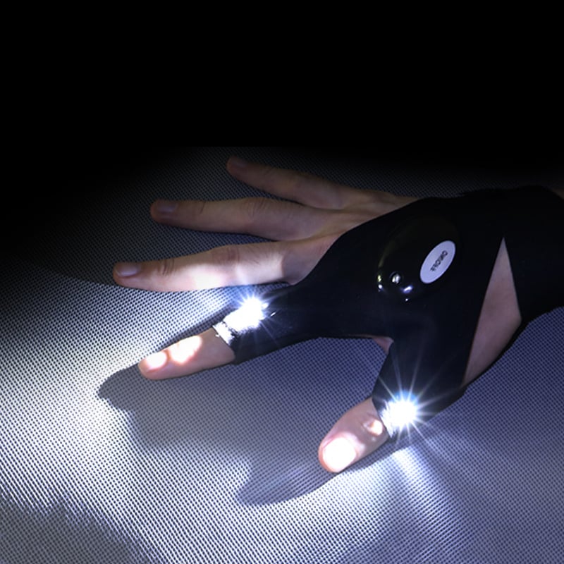 LED Flashlight Waterproof Gloves - Practical Durable Fingerless Gloves