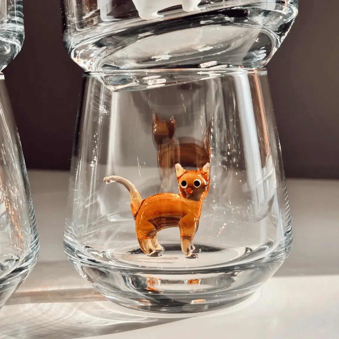 Handmade Murano Glass Cat Wine Glass