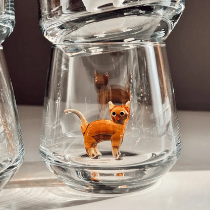 Handmade Murano Glass Cat Wine Glass