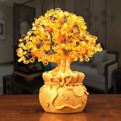 Natural Citrine Feng Shui Money Tree Gemstone Ornament