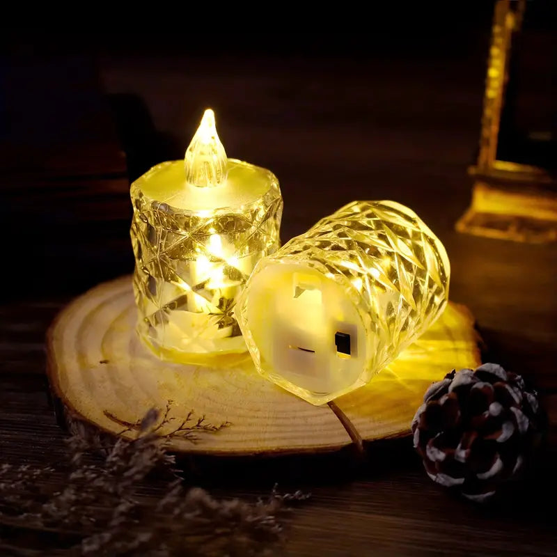 3pcs/SET Crystal Flameless Candle Light