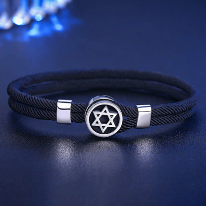 925 Sterling Silver Star of David Calm Balance String Bracelet