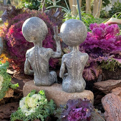 Outer space alien garden statue