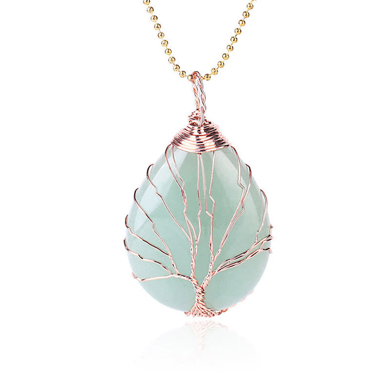 Natural Quartz Crystal Tree Of Life Necklace