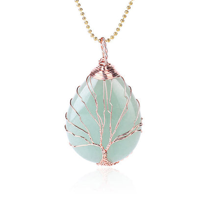 Natural Quartz Crystal Tree Of Life Necklace