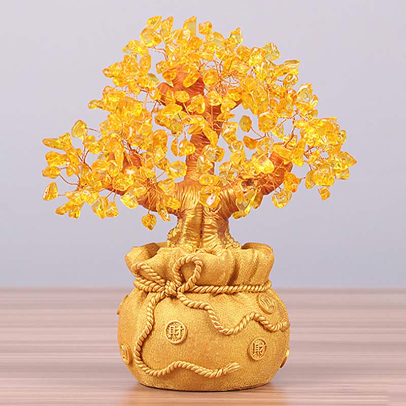 Natural Citrine Feng Shui Money Tree Gemstone Ornament