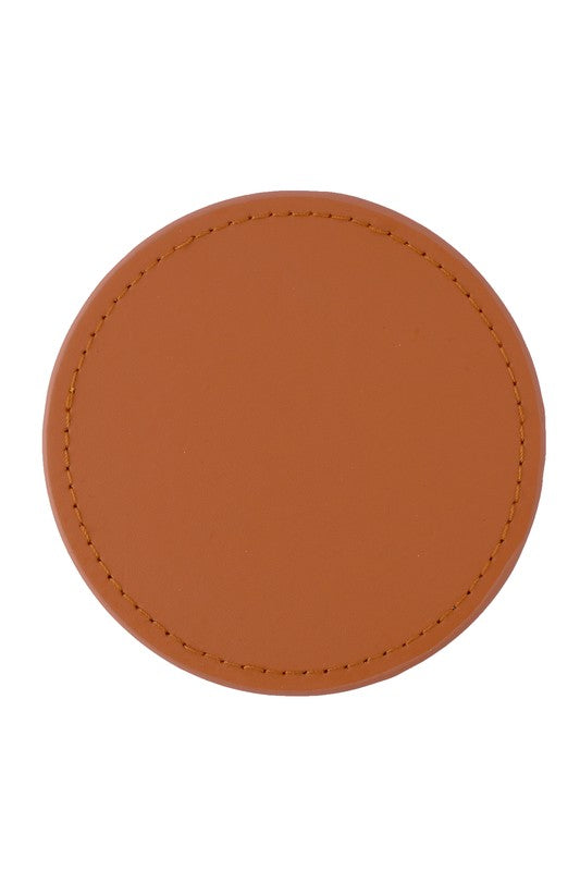 6 Round PU Leather Coasters Set