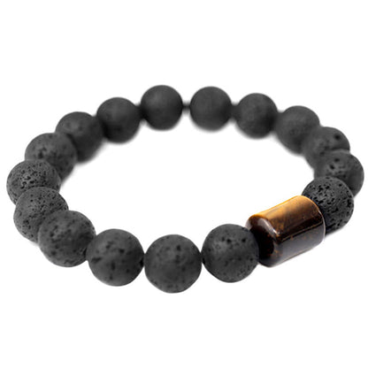 Lava Rock Ebony Wood Tiger Eye Support Healing Bracelet