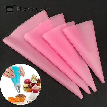 4Pcs Diy Reusable Pastry Icing Bag 4Pcs Pink Kitchen Utensil Sets
