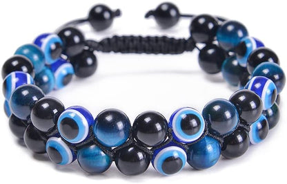 Evil Eye Hematite Tiger Eye Protection Beaded Bracelet