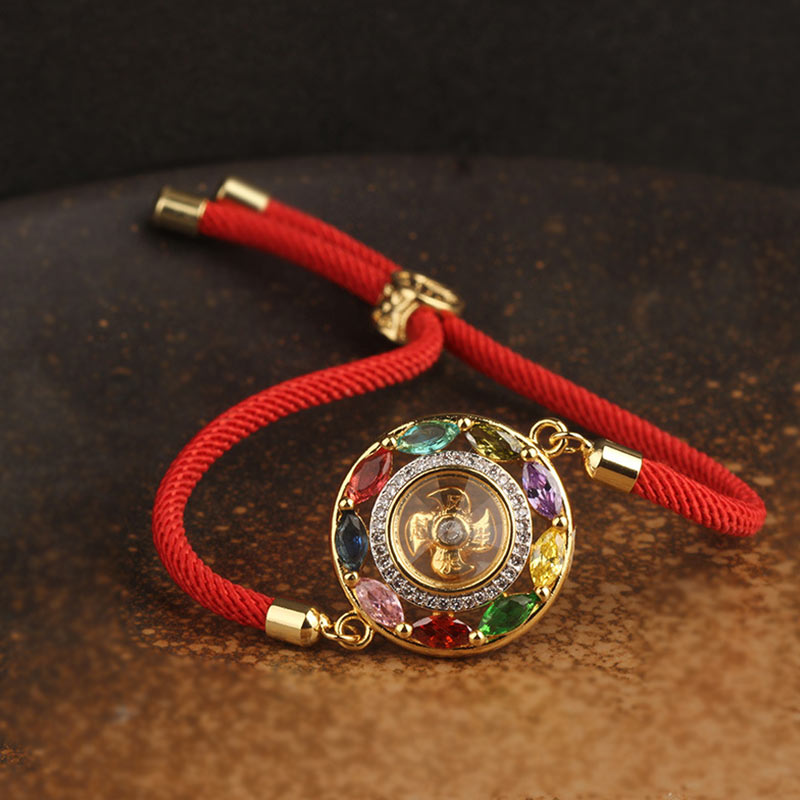 Colorful Zircon Wealth Luck & Prosperity Rotation Bracelet Necklace Pendant