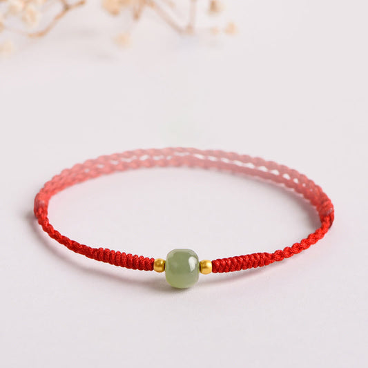 Handmade Jade Lucky Bead Prosperity Braided Bracelet